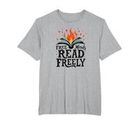 Free Minds Read Freely: Intellectual Freedom Flame T-Shirt, Men's Big and Tall, Heather Grey, 4X Tall