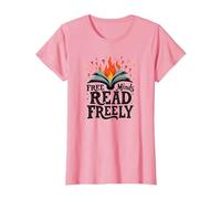 Free Minds Read Freely: Intellectual Freedom Flame T-Shirt, Women, Pink, XL