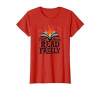 Free Minds Read Freely: Intellectual Freedom Flame T-Shirt, Women, Red, 3XL