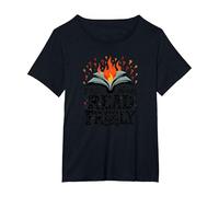 Free Minds Read Freely: Intellectual Freedom Flame T-Shirt, Women's Plus, Black, 4X
