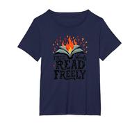 Free Minds Read Freely: Intellectual Freedom Flame T-Shirt, Women's Plus, Navy, 1X