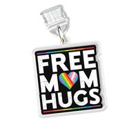 Free Mom Hugs Charms for Kindle for Phone, Dust Plug Charm 1.5 Inches LGBTQ Proud Mom Rainbow Pride Heart Lightning/Type C Charging Port Acrylic Material Accessories for E-Reader Gifts