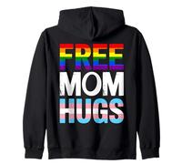 Free Mom Hugs Rainbow Pride Transgender LGBTQ Ally Support Zip Hoodie
