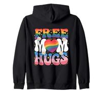 Free Mom Hugs Retro Pride LGBTQ+ Love Support Zip Hoodie