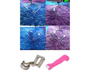 Free Motion Quilting Rulers and Templates Set, Incuding 4pcs Rulers, 1pcs Low Shank Ruler Foot, and 1pcs Seam Pressing Wheel