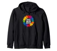 Free Mum Hugs Pride Send Love Rainbow Flower To Support LGBT Zip Hoodie