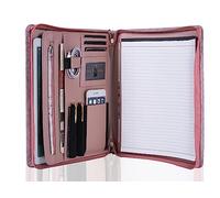 Free Name Engraving, Personalized Writing case PU Leather, Conference Folder A4 Briefcase with Zipper, a4 Organizer Folder, Customized, Purple