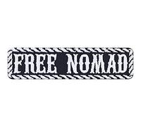 Free Nomad Sew on Patch - Iron on Patches for Travelers, Wanderers, Migrants, Bikers - Wildly Popular Roamer Embroidery Patch for Jackets, Backpacks, Hats, Jeans, Shirts - 100x25 mm