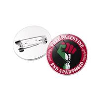Free Palestine End Apartheid Fist Brooch Button Pin Palestine Badges Lapel Pin Round Palestinian National Flag Brooch Pin Patriotic Decoration