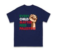 Free Palestine Every Child Matter T-Shirt, Palestine Lives Matter Justice for Palestine Humanity Save Gaza Freedom Protest Unisex Gift Top (Navy, M)