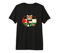 Free Palestine Flag Palestinian Cat Gaza Tee, Support Peace Premium T-Shirt