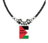 Free Palestine Gaza Freedom Soft Leather Rope Necklace And Velvet Gift Bag