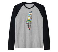 Free Palestine MAP Colorful Simple Peace Raglan Baseball Tee
