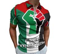 Free Palestine of Flag Men's Golf Polo-Shirt Summer Short Sleeve T-Shirt Quick Dry Muscle Tees L