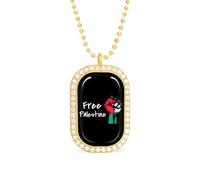 Free Palestine Palestinian Flag Women's Necklaces Pendant Necklace Fashion Diamond Jewelry with Chain