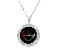 Free Palestine Palestinian Palestinians Womens Pendant Necklace Sliver Gold Charms Necklaces Circle Fashion Jewelry