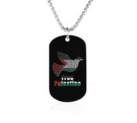 Free Palestine Palestinian Peace Dog Tag Necklace Stainless Steel Plated Pendant Memorial Jewelry Gift for Men Women