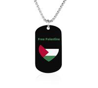 Free Palestine Rocker Pendant Necklace Hip Hop Chains Statement Choker for Women Men