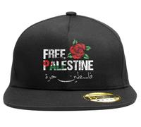 Free Palestine Snapback Cap - Unisex Adult Cap - Full Black - Social Justice 5-Panel Hat - Save Palestine Support Red Rose Style Hat - Arabic Calligraphy Freedom Palestinian Gifts