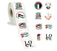 Free Palestine Stickers - 500pcs Roll, Ceasefire Peace Dove & Flag Designs, Waterproof Vinyl for Laptops, Water Bottles & Skateboards