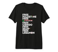 Free Palestine Sudan Congo Iran Lebanon Solidarity Premium T-Shirt