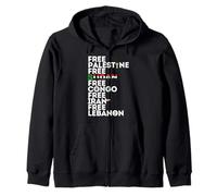 Free Palestine Sudan Congo Iran Lebanon Solidarity Zip Hoodie