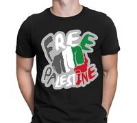 Free Palestine T-Shirt for Men & Women | Palestinian Flag Fist of Solidarity Apparel | Human Rights Supporter Tee #28 Black M
