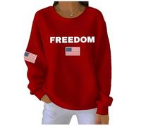free palestine t shirt Freedom Sweatshirt for Women Crew Neck Long Sleeve American Flag Shirt Casual Patriot Freedom Shirts Sweatshirts Wine L