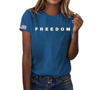Free Palestine t Shirt Freedom T Shirt Women Crewneck Short Sleeve Blouses Casual Letter Print Freedom Tshirt American Patriot Shirts Tops Blue M