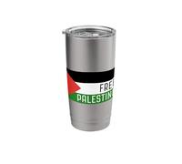 Free Palestine with Flag English Text Stainless Steel Insulated Tumbler