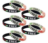 Free Palestine Wristband, Save Gaza, Free Palestine Save Gaza Silicone Rubber Wristband Bracelets Adjustable Charms Cuff Bangle