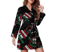 Free Palestinian Peace Palestine Flag Women's Robes Soft Pajamas Loungewear V-Neck Dressing Gowns Robe for Wedding Party M