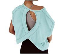 Free People Backless Tops for Women UK Sale Clearance Open Back Workout Top Backless Short Sleeve Athletic Shirt Running Crop Top Gym Yoga Tee Shirt Ladies Casual Loose Fit Pullover Blouses