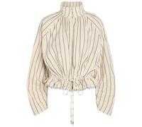 Free People Devon Balloon Striped Cotton Jacket - Ivory - S (UK 8-10 / S)