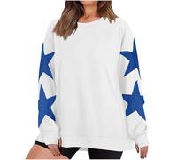 free people doop Fleece Sweatshirt for Women UK Casual Stars Long Sleeve Pullover Shirts with Thumb Hole 2024 Fall Winter Fashion Round Neck Jumper Tops Ladies Elegant Loose Fit Blouse