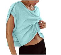 Free People Tops Open Back Workout top Gym Crop Tops for Women Joggers Light Blue