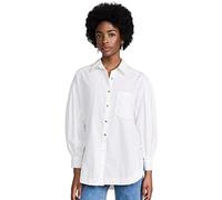 Free People Women's Happy Hour Solid Shirt, White, M