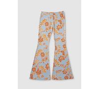 FREE PEOPLE Womens Make A Statement Flare Trousers In Cloud Combo Size: L, Colour: Blue Fabric