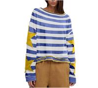 Free People Women's Oversized Sweatshirt Long Sleeve Lightweight Pullover Tops Star Print Drop Shoulder Sweatshirts Y2k Tops Loose Fit Casual Blouses Pullovers Solid Baggy Tops Spring Fall Blouse