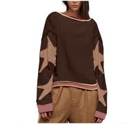 Free People Women's Oversized Sweatshirt Long Sleeve Lightweight Pullover Tops Star Print Drop Shoulder Sweatshirts Y2k Tops Loose Fit Casual Blouses Pullovers Solid Baggy Tops Spring Fall Blouse