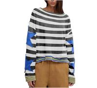 Free People Women's Oversized Sweatshirt Long Sleeve Lightweight Pullover Tops Star Print Drop Shoulder Sweatshirts Y2k Tops Loose Fit Casual Blouses Pullovers Solid Baggy Tops Spring Fall Blouse