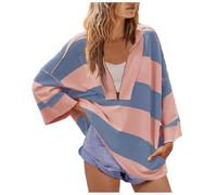 Free People Womens Oversized Sweatshirt Striped V Neck Pullover Tops Drop Shoulder Sweatshirts Y2k Tops Loose Fit Casual Blouses Color Block Pullovers Solid Baggy Tops Spring Fall Blouse