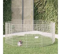 Free Range Animal Enclosure 12-Panel 54x80 cm Galvanised Iron, Customizable Small Animal Cage for Rabbits, Ferrets, and Guinea Pigs