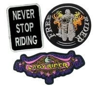 Free Rider Never Stop Riding Lady Rider Biker Jeans Jacket Clothing Badge Iron on Sew on Embroidered Patch appliqué