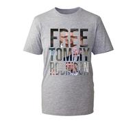 Free Robinson Free Tommy Free Speech UK Justice Protest' Men's T-Shirt Unisex Kids Adult top(Heather Grey, 3XL)