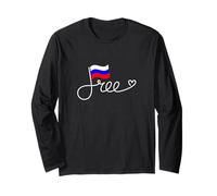 Free Russia Flag - Russian Freedom Word Art Long Sleeve T-Shirt