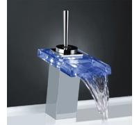 Free Shipping Single Handle Chrome Waterfall LED Bathroom Sink taps Sale by red apple
