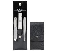 ZWILLING Manicure Pedicure Set 3-Piece 100% Cowhide Leather with Press Stud Closure Premium Black