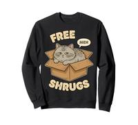 Free Shrugs Meh Cat Kitten Grumpy Ironic Funny Graphic Sweatshirt