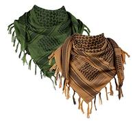 FREE SOLDIER 100% Cotton Shemagh Military Tactical Keffiyeh Desert Head Neck Scarf 43x45 inches Arab Wrap with Tassel for Men & Women(Green & Brown Set)